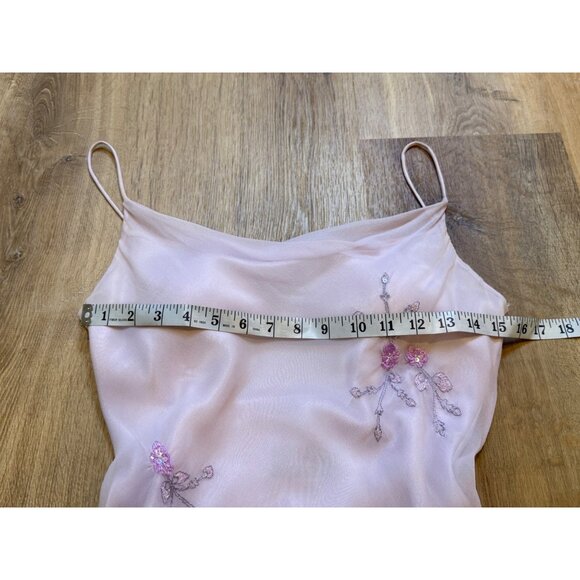 Vintage Y2K 90s Silk Scoop Neck Dress Romantic Fairy Whimsigoth Purple Lilac Bea - Picture 9 of 13